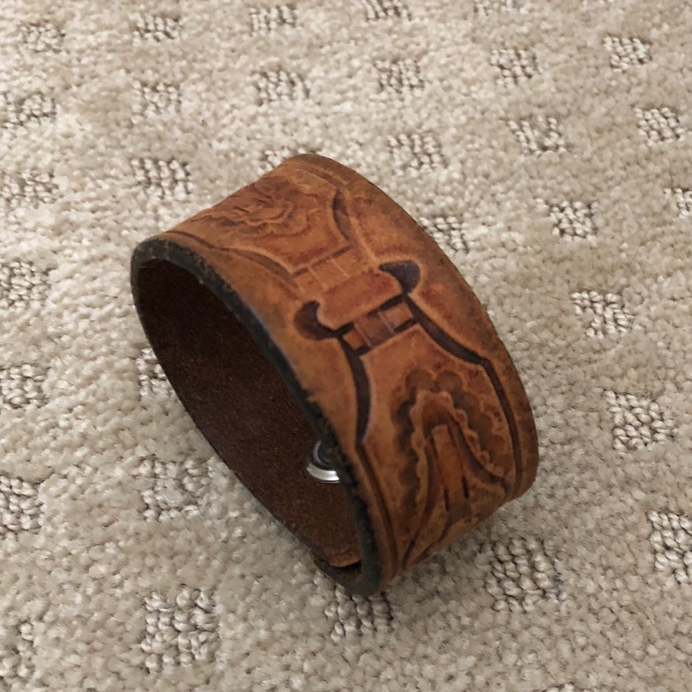 Leather cuff bracelet.